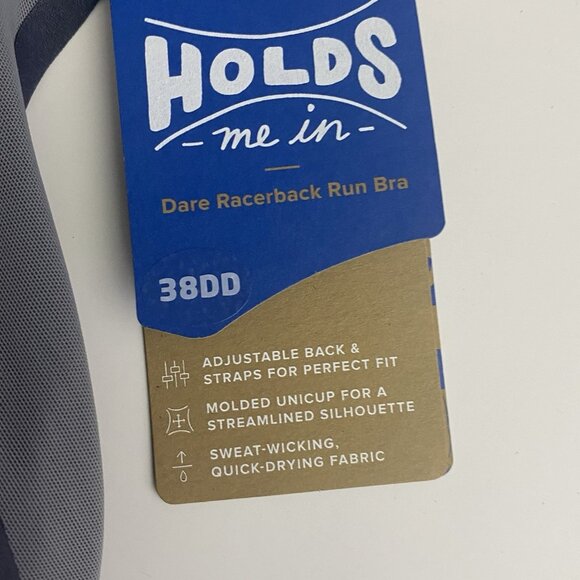 Brooks 38DD Dare Racerback Run 2.0 Sports Bra Asphalt Sweat Wicking Adjustable - Picture 3 of 10